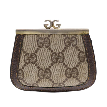 GUCCI GG Canvas Coin Purse PVC Leather Beige 50822