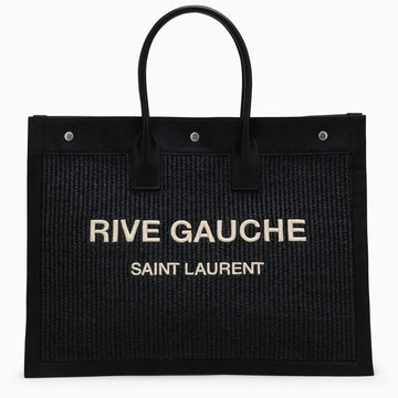 Saint Laurent Rive Gauche Black Canvas Tote Bag Men