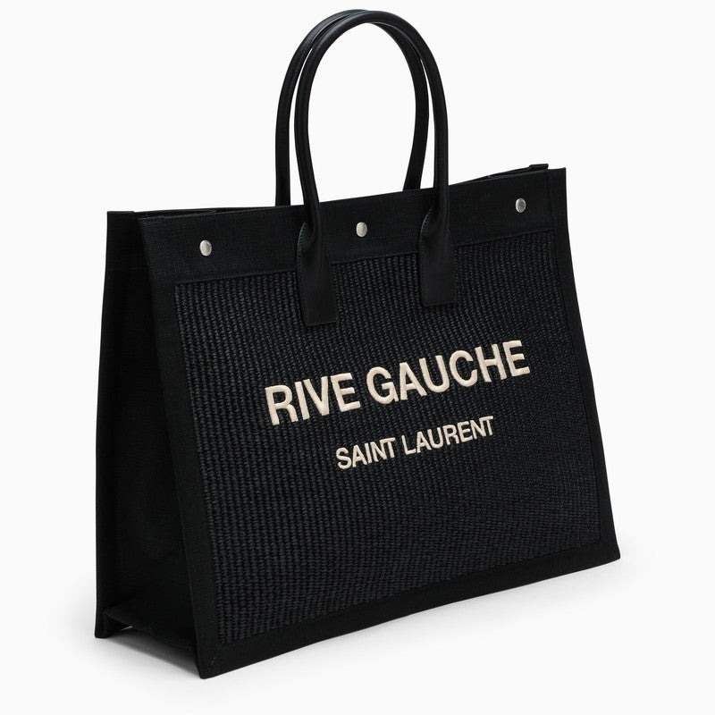 Saint Laurent Rive Gauche Black Canvas Tote Bag Men