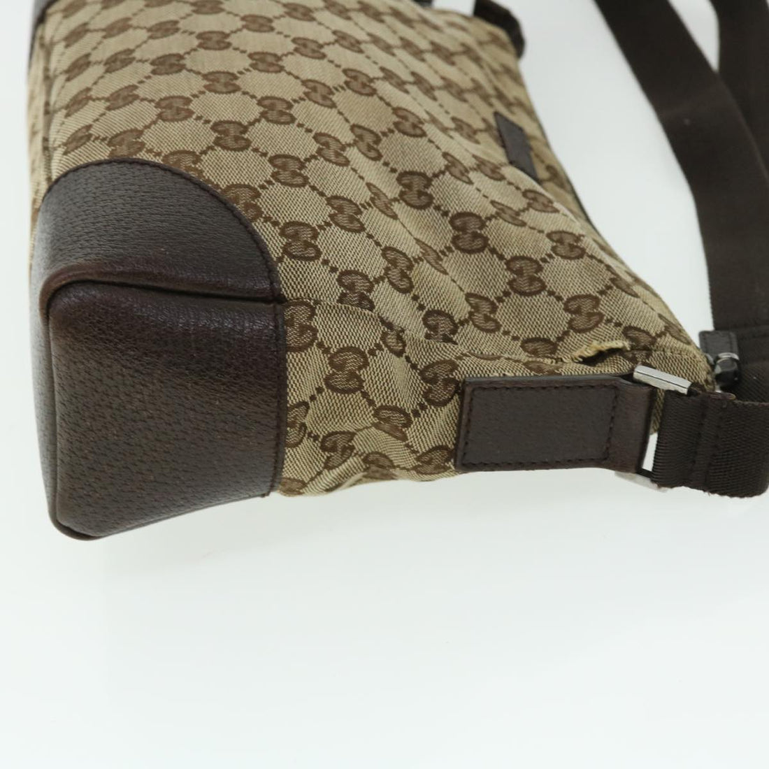 GUCCI GG Canvas Shoulder Bag Leather Beige 114273 203998 50985