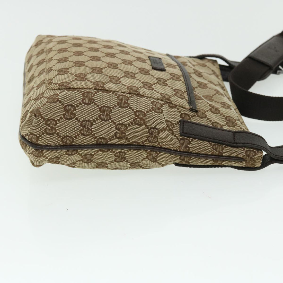 GUCCI GG Canvas Shoulder Bag Leather Beige 122793 467891 50988