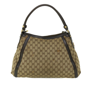 GUCCI GG Canvas Shoulder Bag Leather Beige Brown 232297 520981 50992