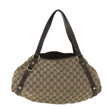GUCCI GG Canvas Hand Bag Leather Beige 130736 502752 50996