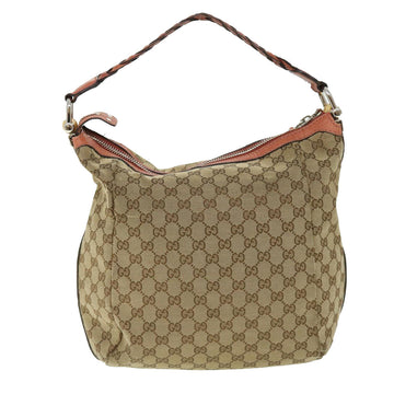 GUCCI GG Canvas Bamboo Shoulder Bag Leather Beige Pink 257090 002058 50998