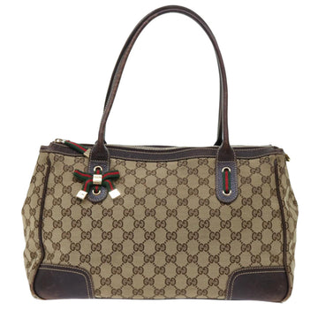 GUCCI GG Canvas Web Sherry Line Tote Bag Beige Red Green 177052 51002