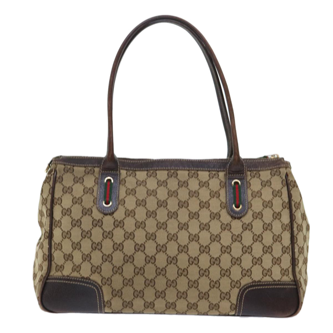 GUCCI GG Canvas Web Sherry Line Tote Bag Beige Red Green 177052 51002