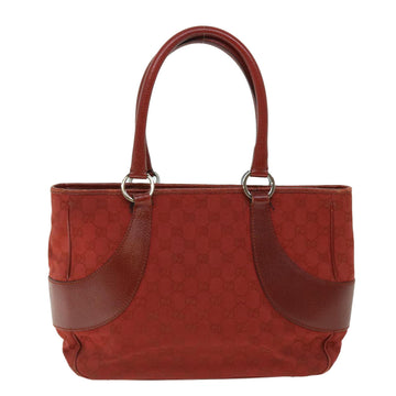 GUCCI GG Canvas Hand Bag Leather Red 113011 2684 51007