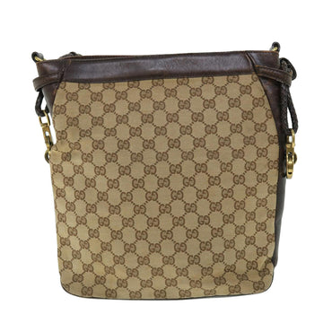 GUCCI GG Canvas Shoulder Bag Leather Beige 109097 2123 51010