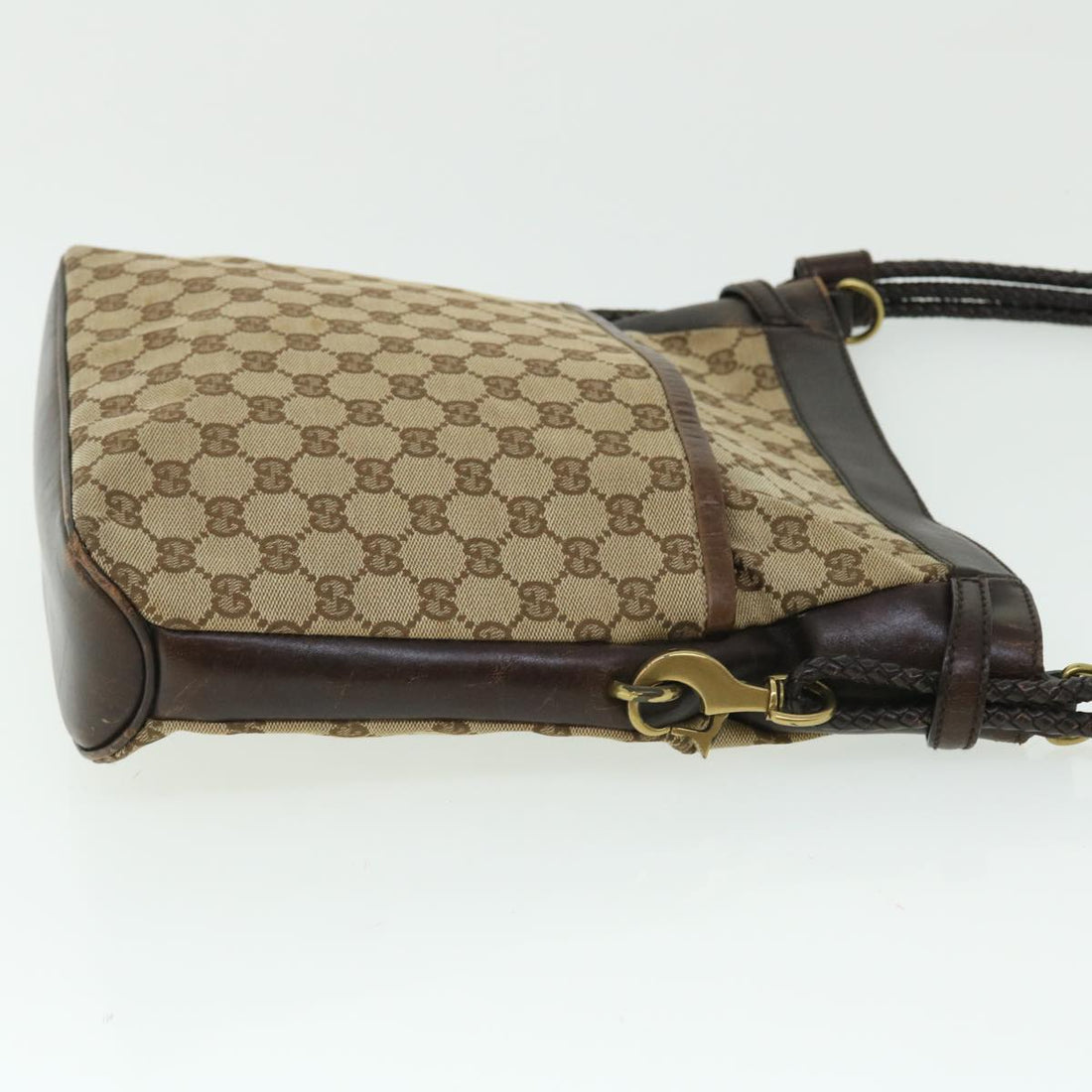 GUCCI GG Canvas Shoulder Bag Leather Beige 109097 2123 51010