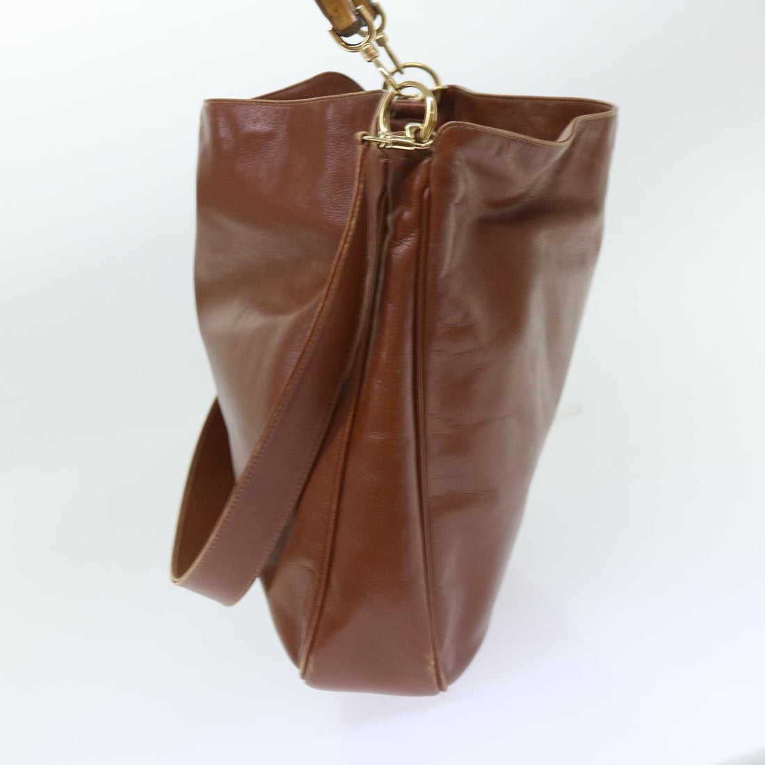 GUCCI Bamboo Shoulder Bag Leather 2way Brown 001 1998 1577 51011