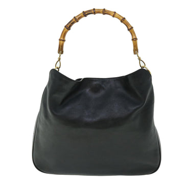 GUCCI Bamboo Shoulder Bag Leather 2way Black 001 1577 002058 51012