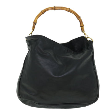GUCCI Bamboo Shoulder Bag Leather 2way Black 001 1781 1577 51013