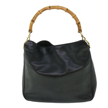 GUCCI Bamboo Shoulder Bag Leather 2way Black 001 3444 1638 51014