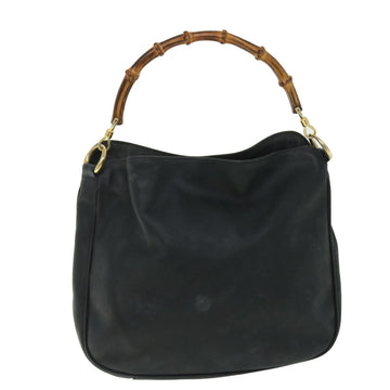 GUCCI Bamboo Shoulder Bag Leather 2way Black 001 1781 1638 51015