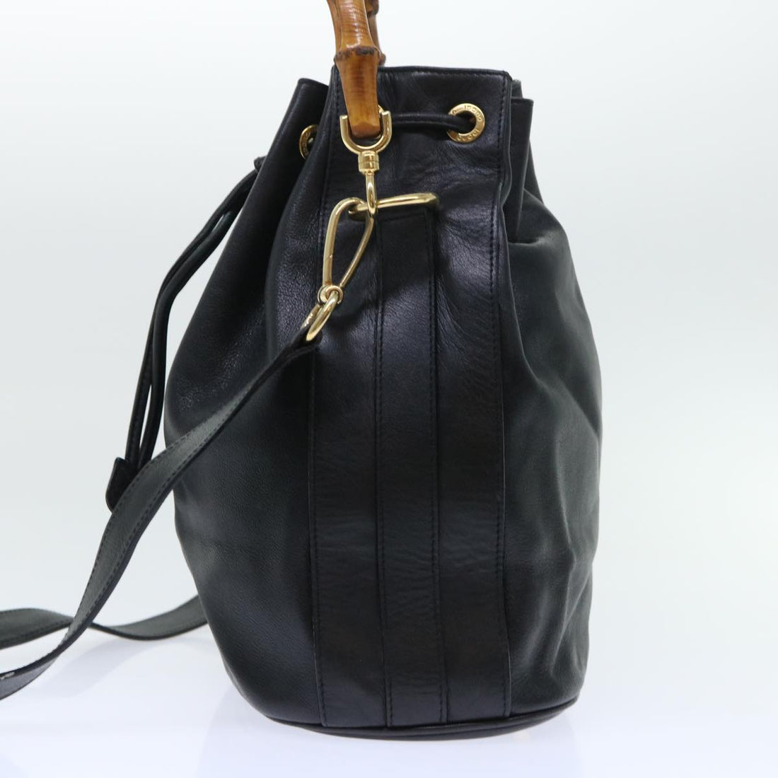GUCCI Bamboo Shoulder Bag Leather 2way Black 001 2684 1657 51016