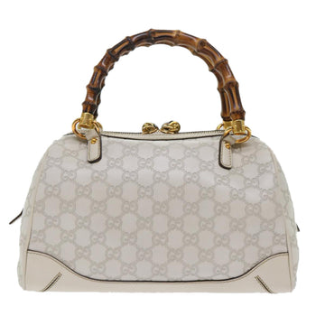 GUCCI GG Canvas Bamboo Guccissima Hand Bag White 159400 51331