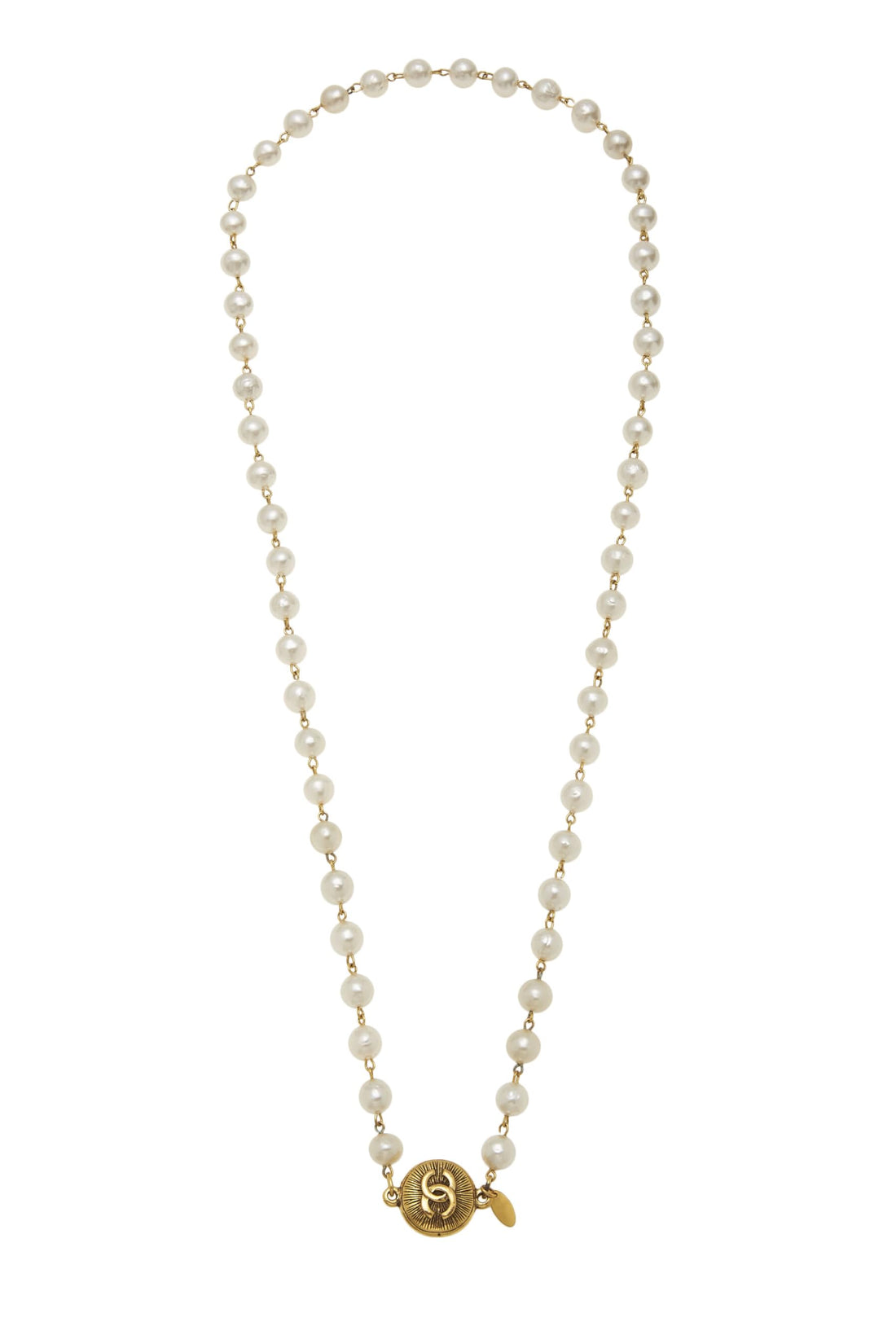 Chanel,  Gold & Faux Pearl 'CC' Sunburst Necklace, Gold