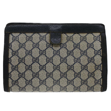 GUCCI GG Canvas Sherry Line Clutch Bag Gray Red Navy 89.01.032 51456