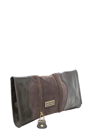 Jimmy Choo Green & Grey Zipper Clutch