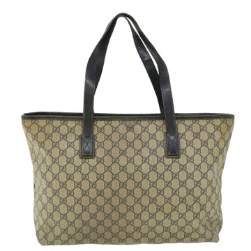 GUCCI GG Canvas Tote Bag PVC Leather Navy Beige 211137 51642