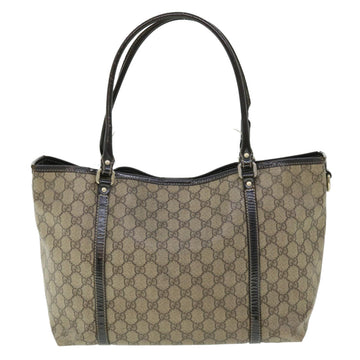 GUCCI GG Canvas Tote Bag PVC Leather Beige Dark Brown 197953 51643