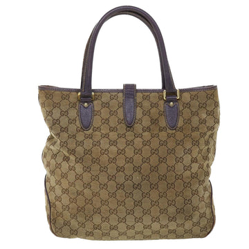 GUCCI GG Canvas Jackie Hand Bag Beige Purple 145818 51644
