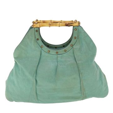 GUCCI Bamboo Hand Bag Leather Light Blue 124290 51648