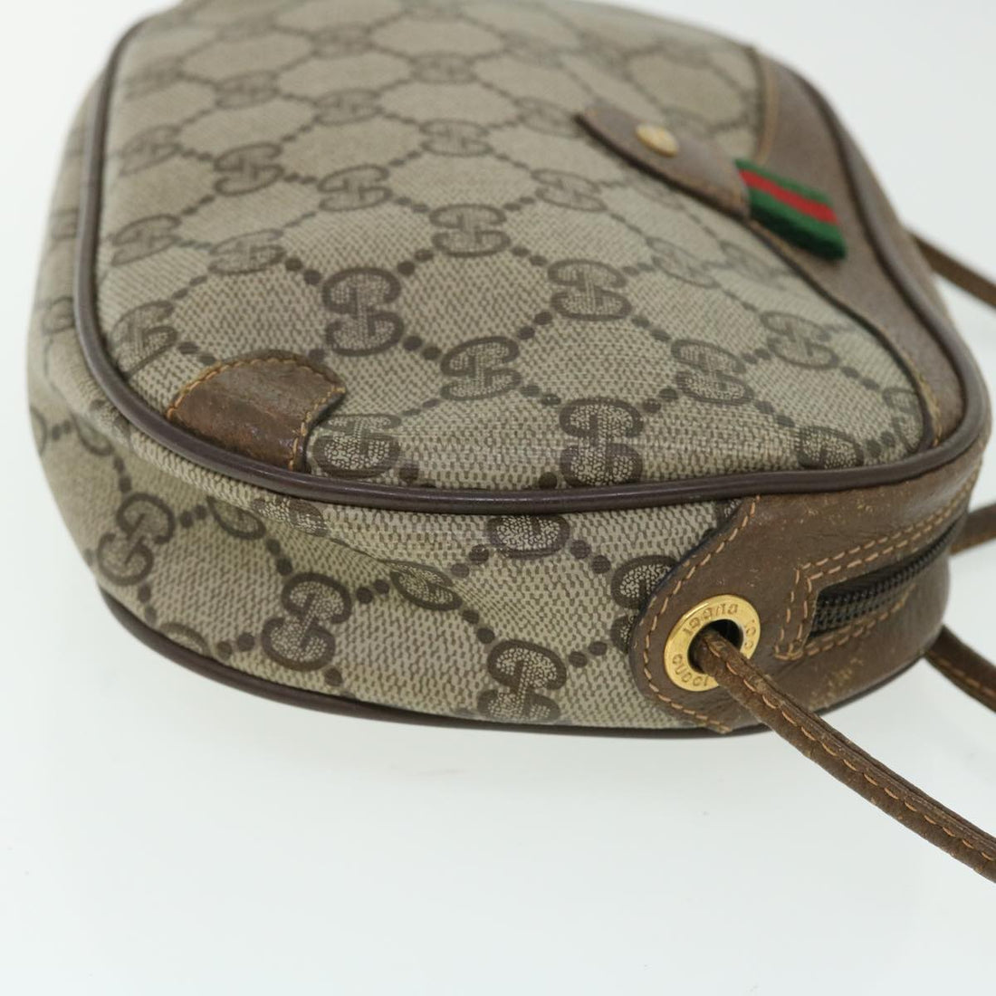 GUCCI GG Canvas Web Sherry Line Shoulder Bag PVC Leather 156 02 066 51651
