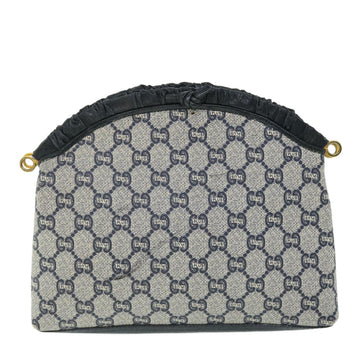 GUCCI GG PLUS Canvas Shoulder Bag PVC Leather Navy 51653