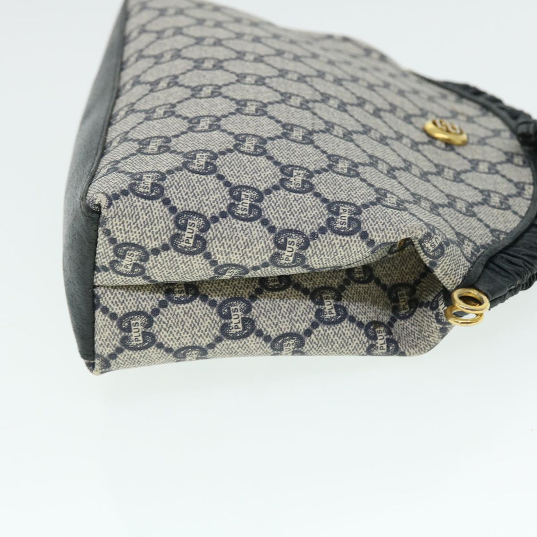 GUCCI GG PLUS Canvas Shoulder Bag PVC Leather Navy 51653