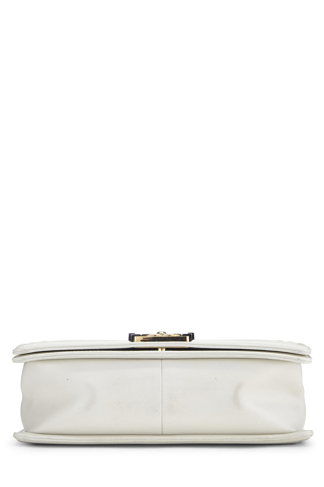 Chanel,  White Cube Embossed Calfskin Boy Bag Medium, White