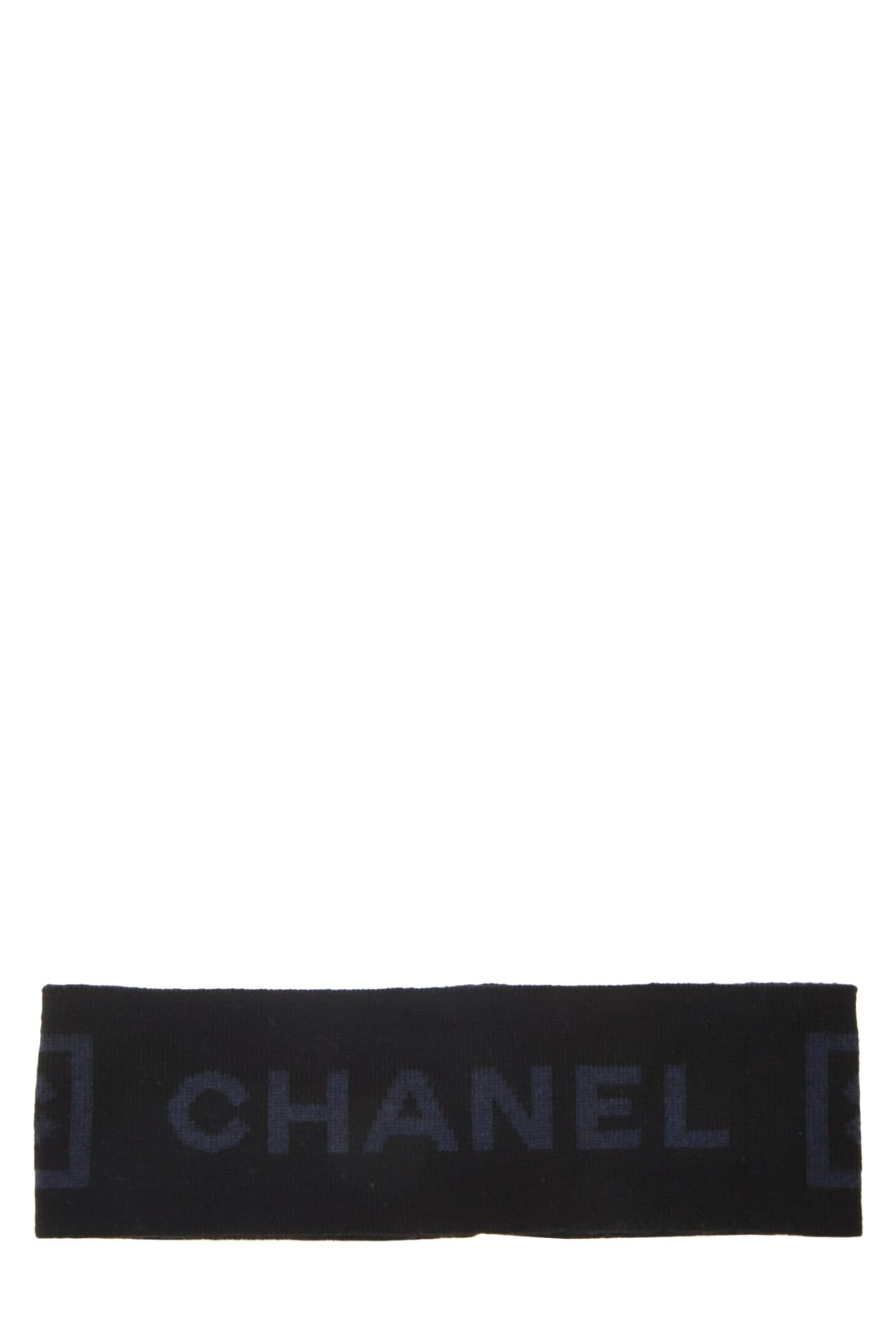 Chanel,  Black & Blue Wool Sport Ligne Headband, Black