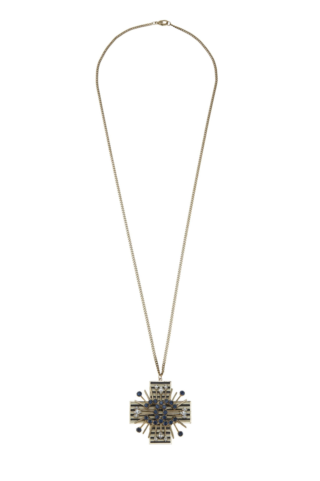 Chanel,  Gold & Crystal 'CC' Cross Necklace, Gold