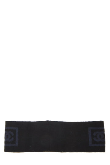 Chanel,  Black & Blue Wool Sport Ligne Headband, Black