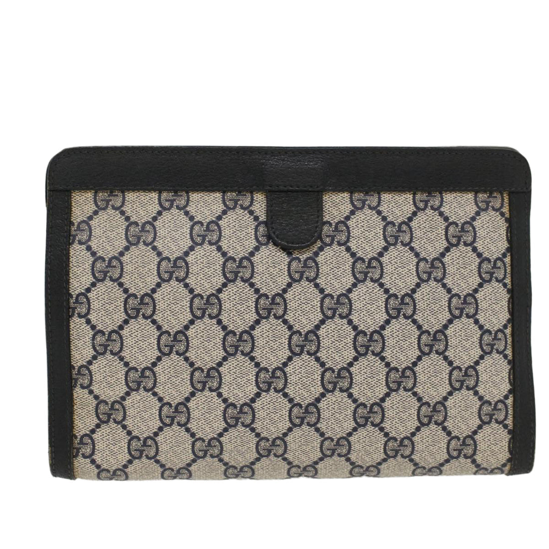 GUCCI GG Canvas Sherry Line Clutch Bag Gray Red Navy 89 01 032 52036