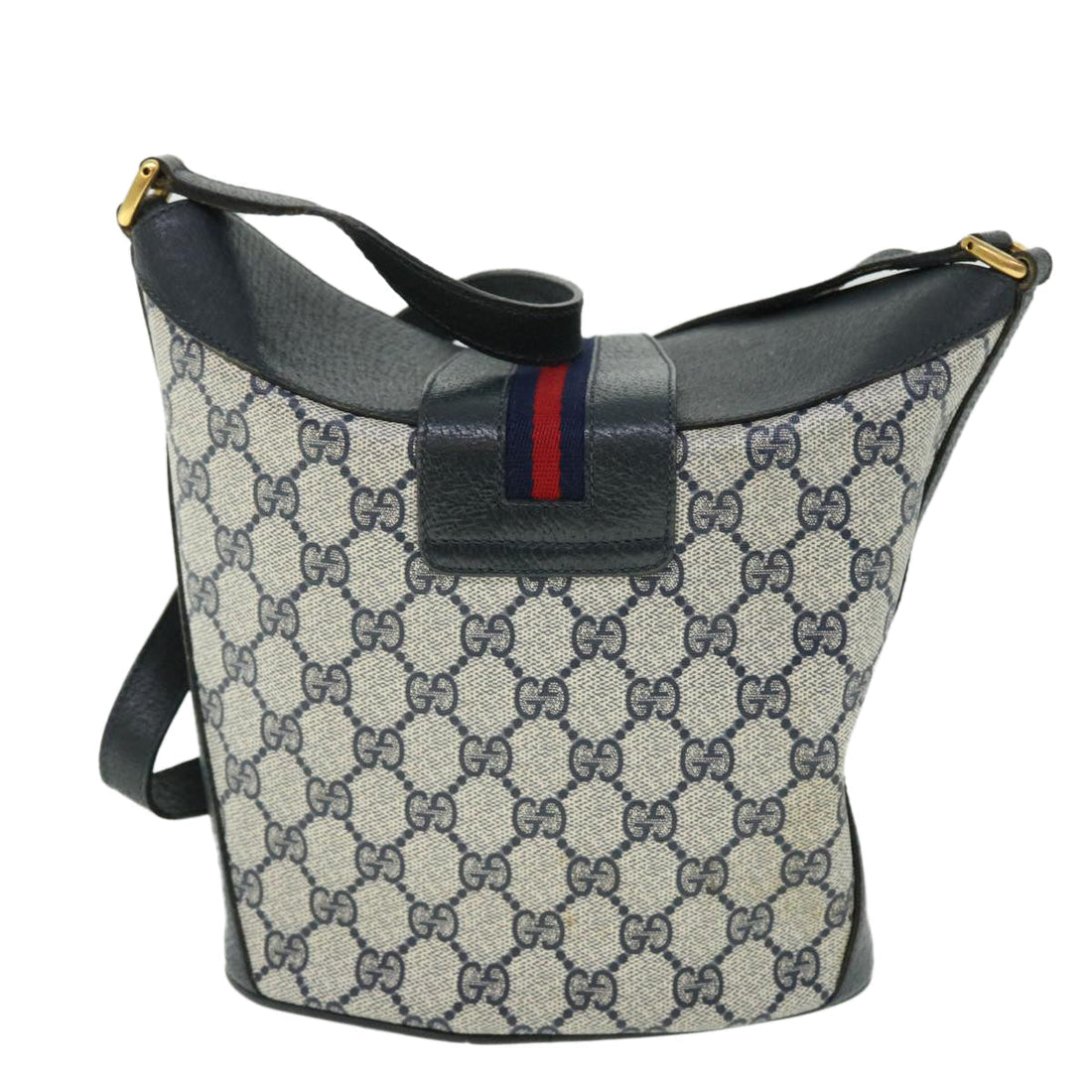 GUCCI GG Canvas Sherry Line Shoulder Bag PVC Leather Gray Red Navy 52037