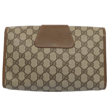 GUCCI GG Canvas Web Sherry Line Clutch Bag PVC Leather Beige Red 52248