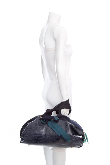 Lanvin Navy Alligator Shoulder Bag