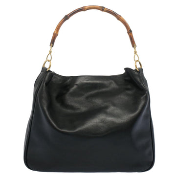 GUCCI Bamboo Shoulder Bag Leather 2way Black 0011577 52430