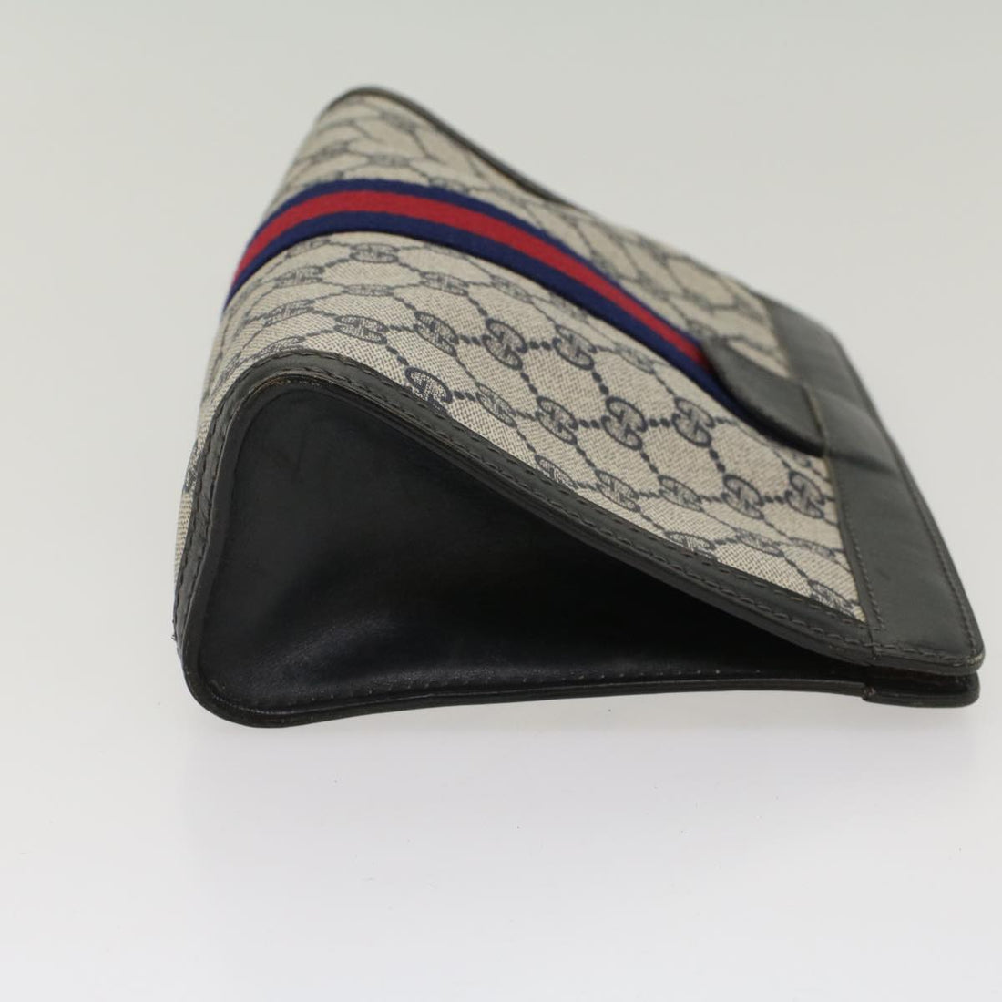GUCCI GG Canvas Sherry Line Clutch Bag Gray Red Navy 41 014 2125 28 52492