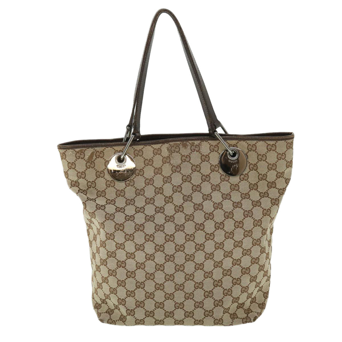 GUCCI GG Canvas Tote Bag Beige Brown 52750