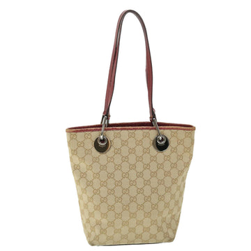 GUCCI GG Canvas Tote Bag Beige Red 52753