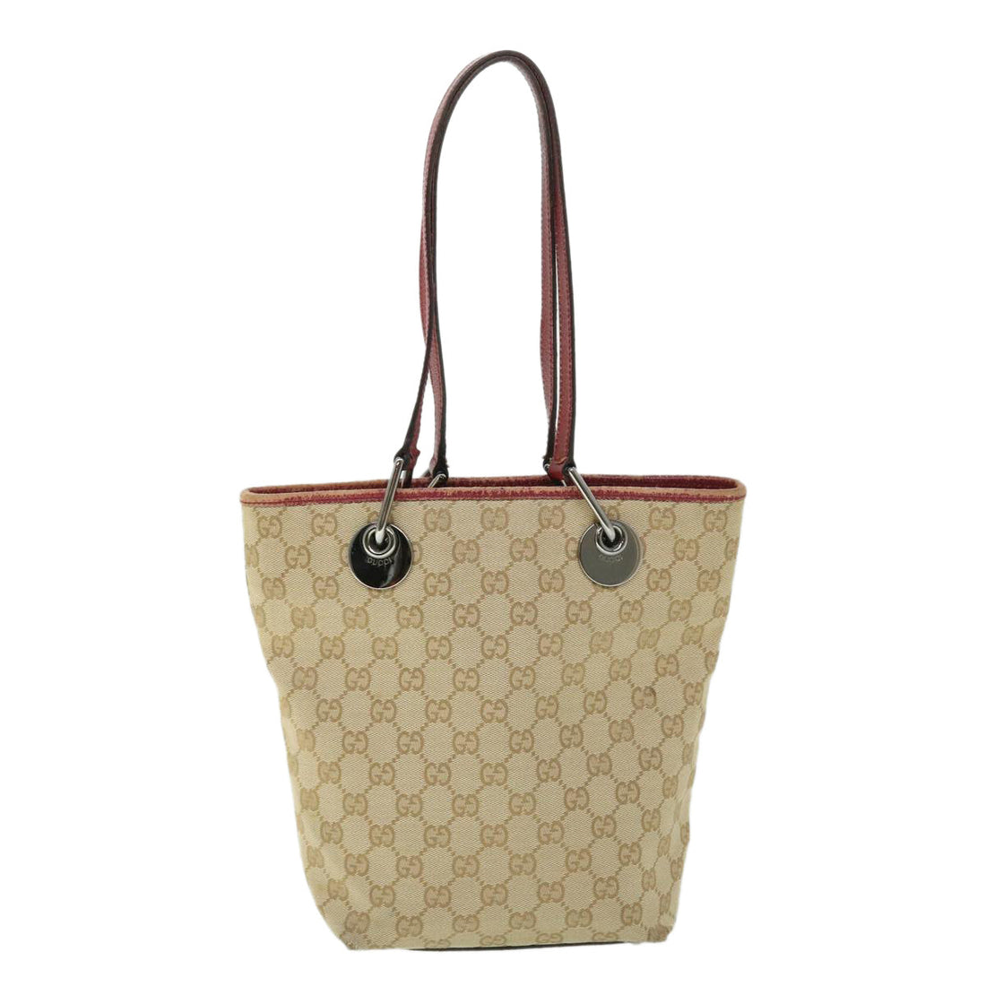 GUCCI GG Canvas Tote Bag Beige Red 52753