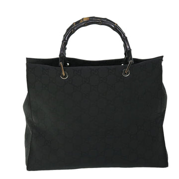 GUCCI GG Canvas Bamboo Hand Bag Nylon Black 52760