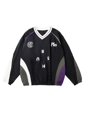 Makersluxe Street Hip-hop Stitching Long-sleeved T-shirt