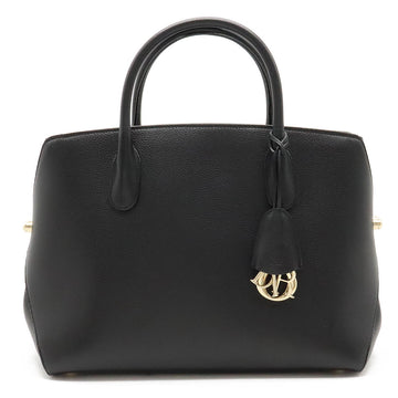 Christian Dior Open Bar Handbag Black Leather Ladies
