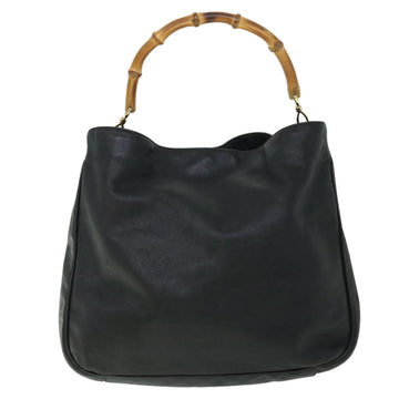 GUCCI Bamboo Shoulder Bag Leather 2way Black 52913