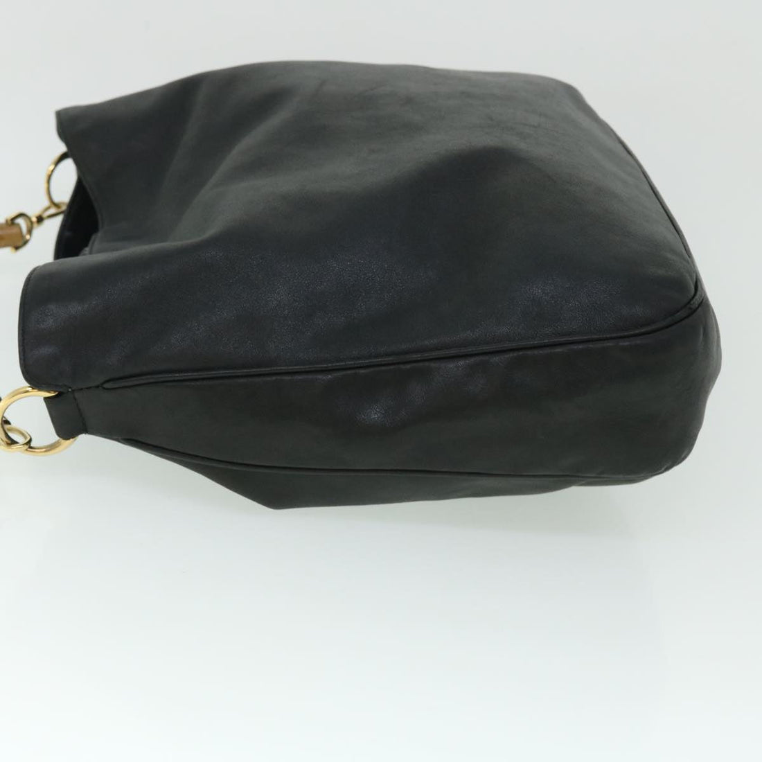 GUCCI Bamboo Shoulder Bag Leather 2way Black 52913