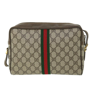 GUCCI GG Canvas Web Sherry Line Shoulder Bag PVC Leather Beige Green 52918