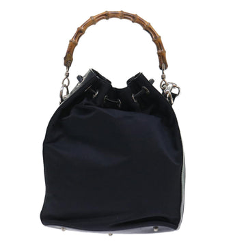 GUCCI Bamboo Shoulder Bag Nylon Leather 2way Black 53004
